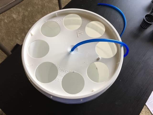 Plastic Pail with Gasket Lid and 8 3in Holes Cut Into